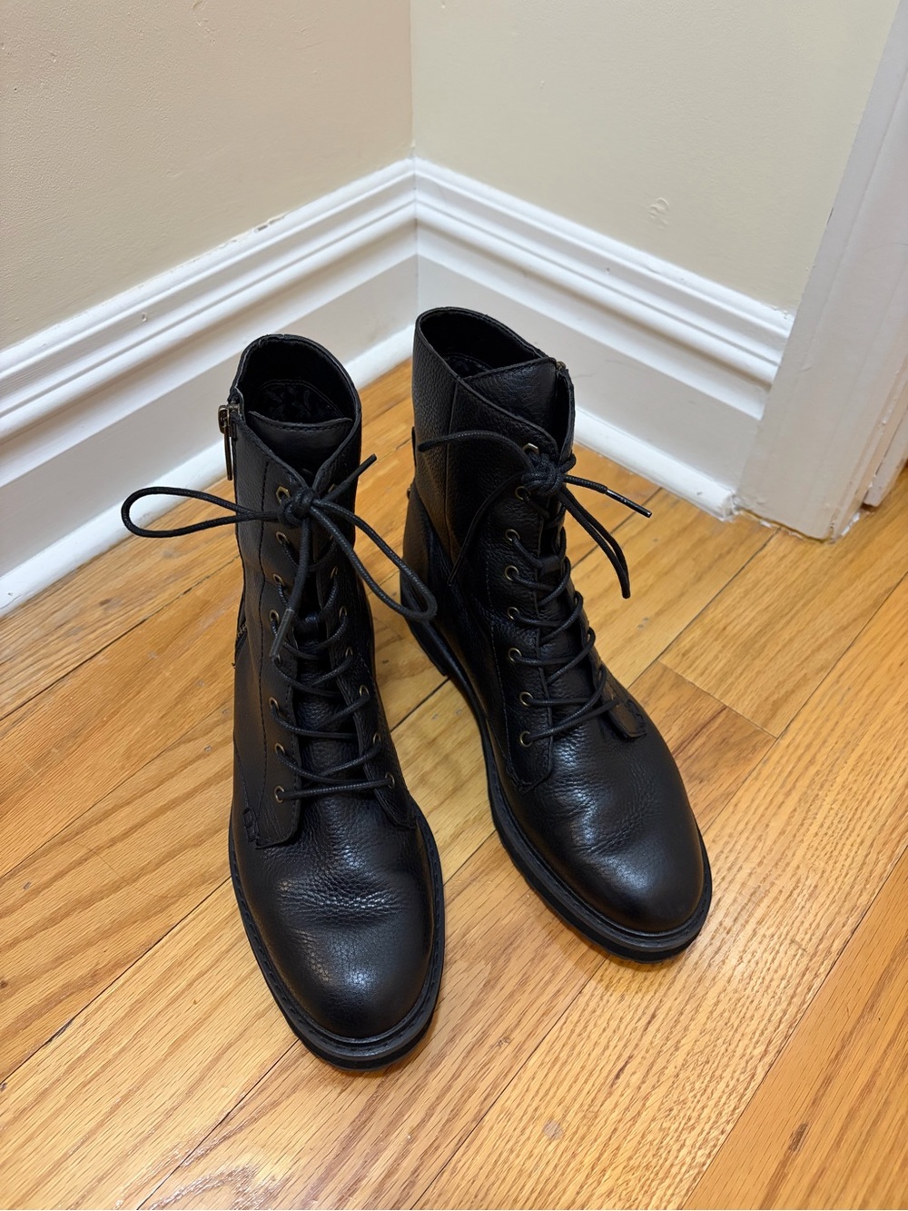 Cole Haan Black Zippered Leather Ankle Boots